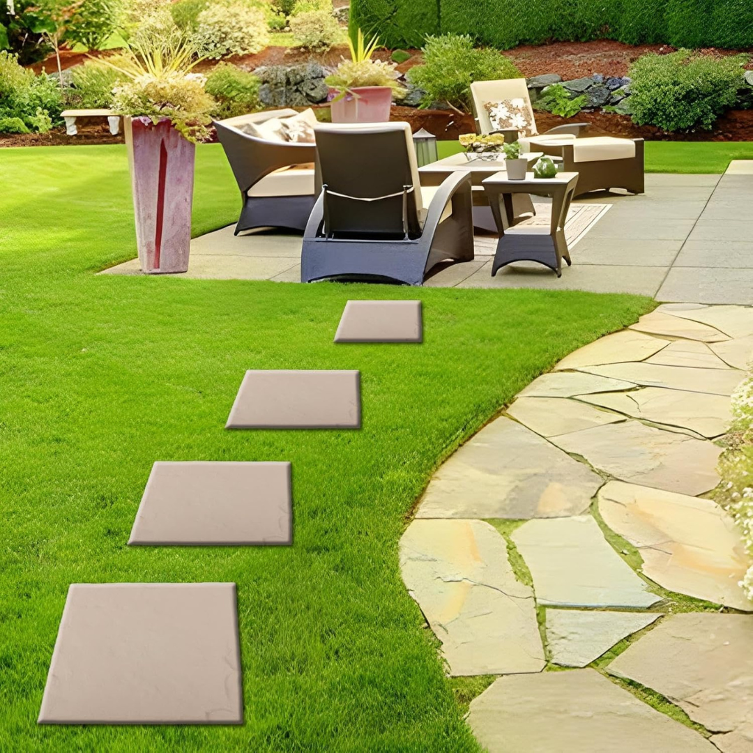 HOMERO Non Slip Textured Surface Garden Stepping Stones with Stakes Set