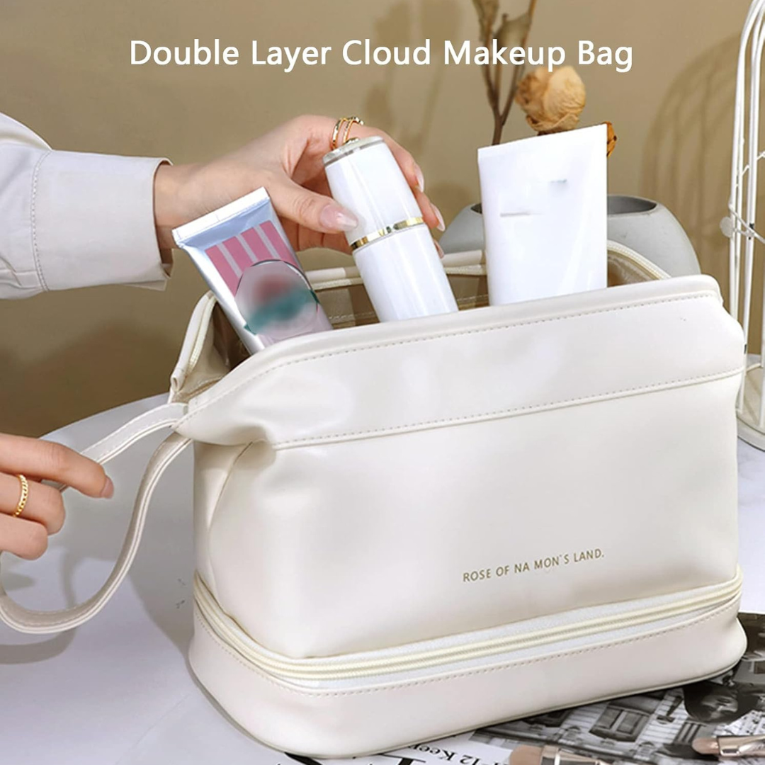 Homero Fashion Double Layer Cosmetic Storage Bag Portable Handheld Design