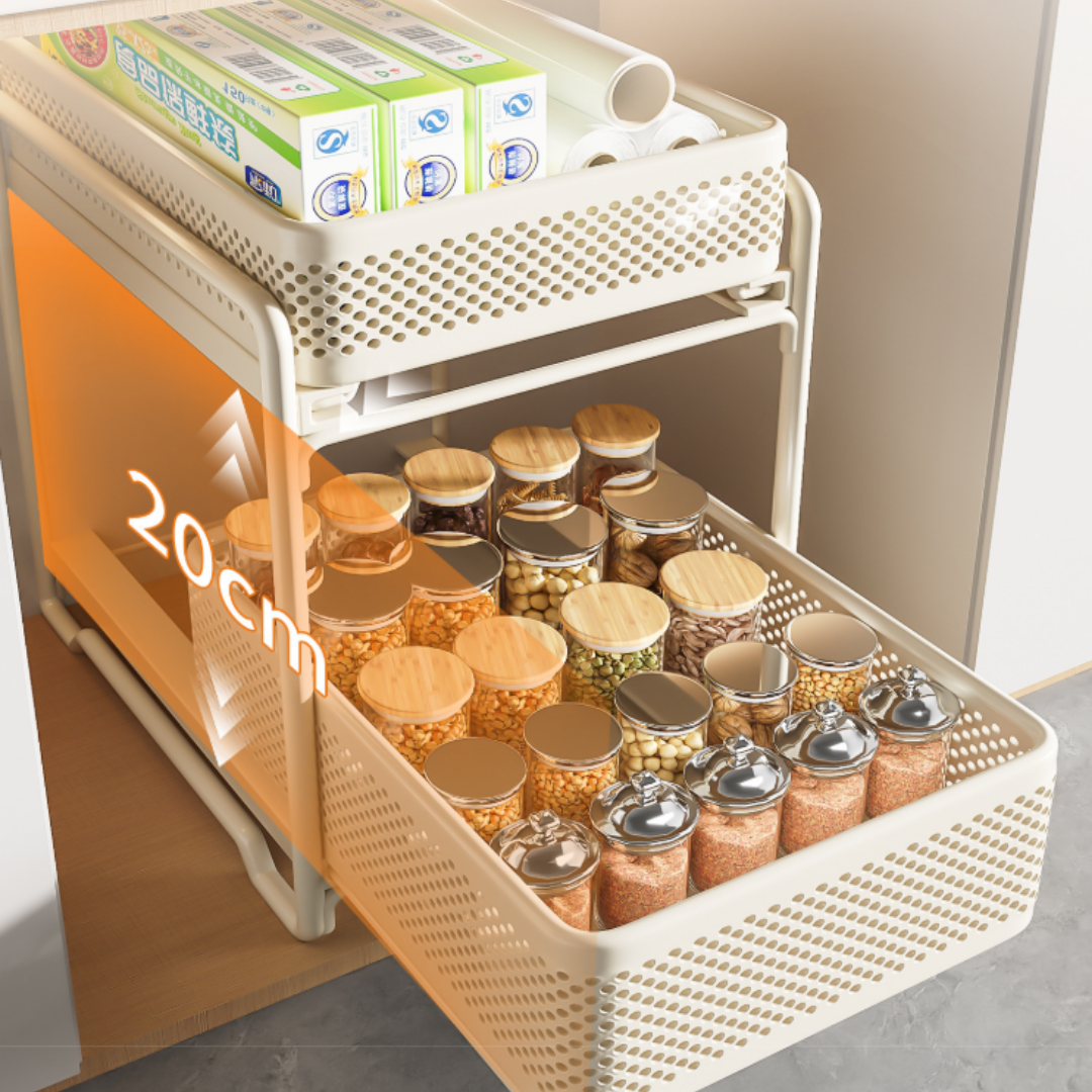 Homero Double-Layer Pullout Storage Rack Tall Bottle Organizer