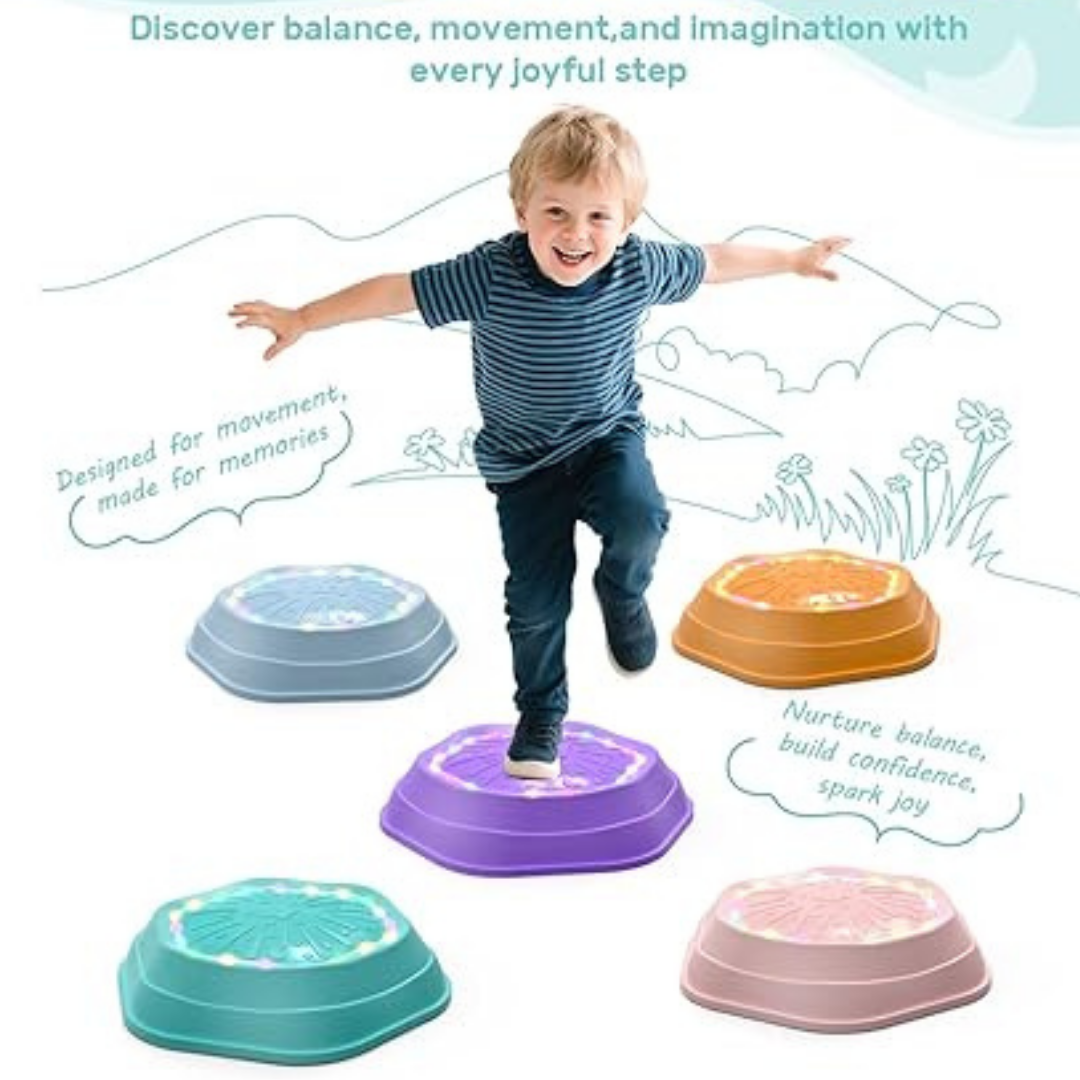 HOMERO  Interactive Balance Musical Light Up Stepping Stones - Set 5 Pcs