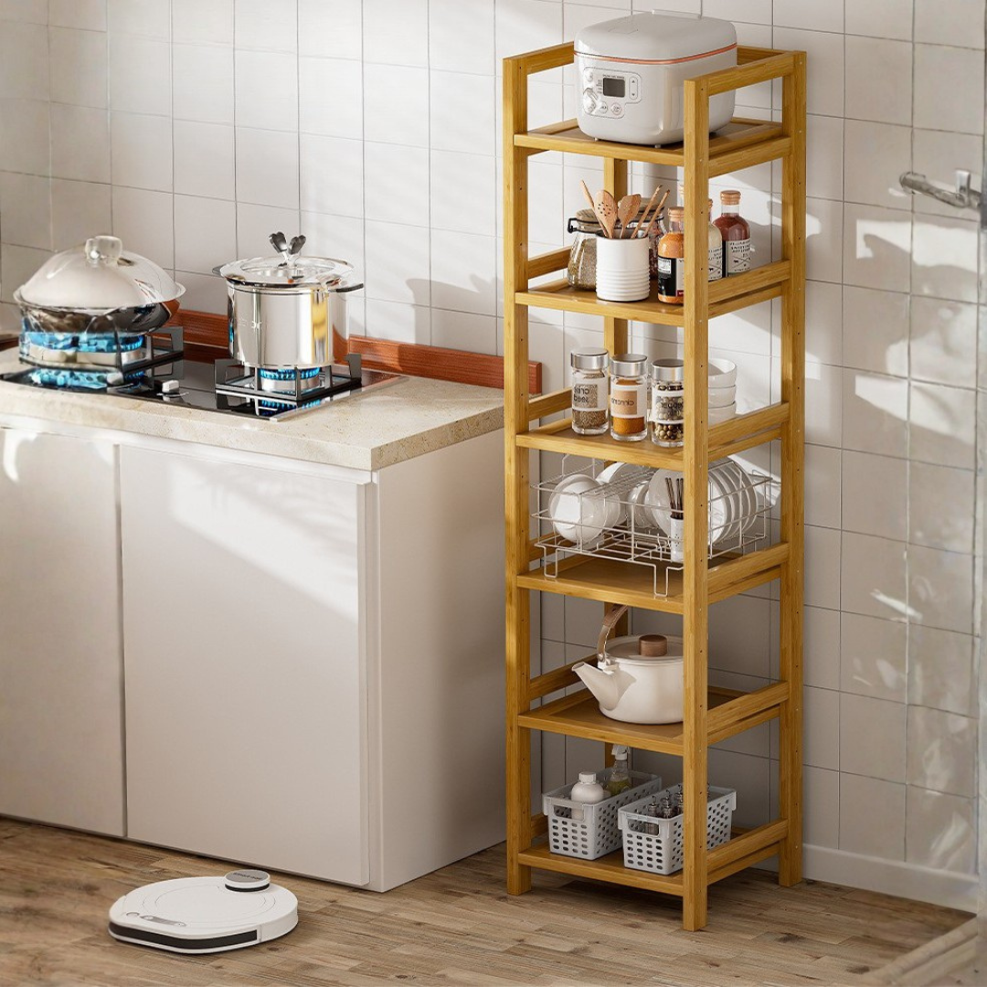 Multi-Layer Space Saving Wooden Storage Shelf