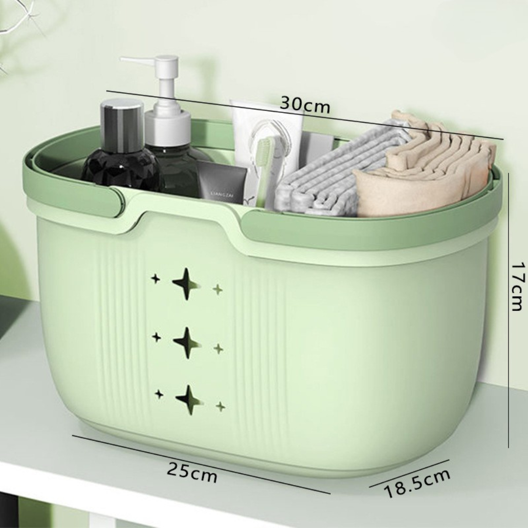 Homero Portable Shower Basket with Drain Holes and Handle