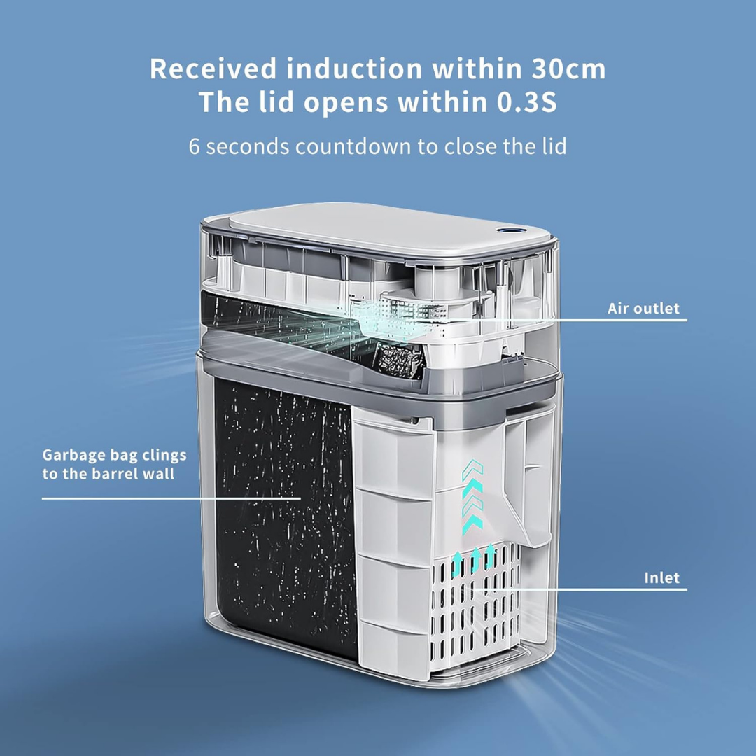 HOMERO Smart Motion Sensor Automatic Lid Open Slim Trash Can - 14L Capacity