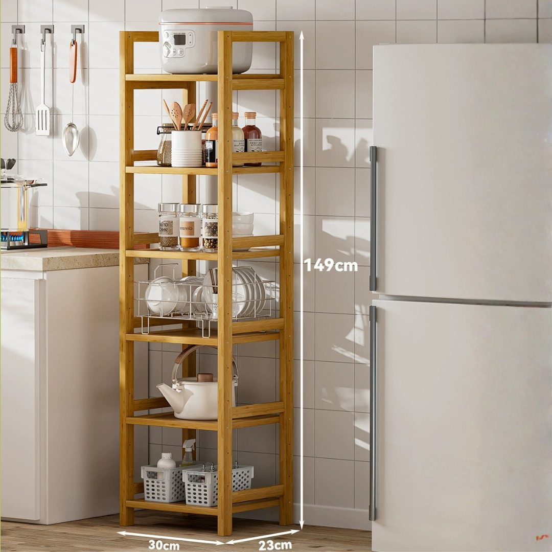 Multi-Layer Space Saving Wooden Storage Shelf