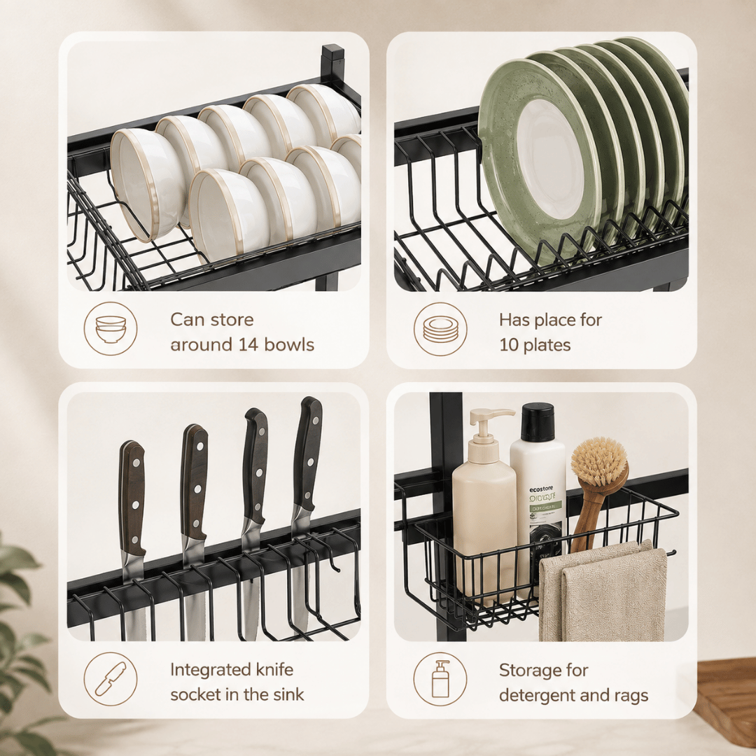 HOMERO Adjustable Multipurpose Over Sink Dish Drying Rack 85cm