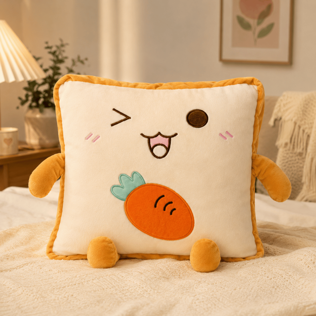 Homero 3D Cute Toast Pillow Blanket 2 in 1  Foldable Plush Quilt