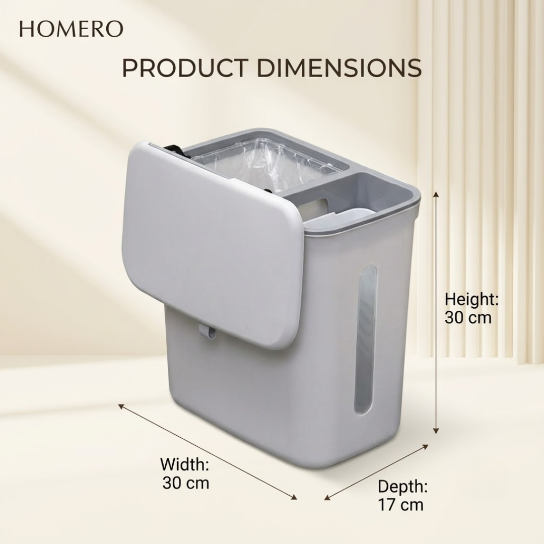 Double Compartment Hanging Kitchen Waste Bin With Lid (9L)