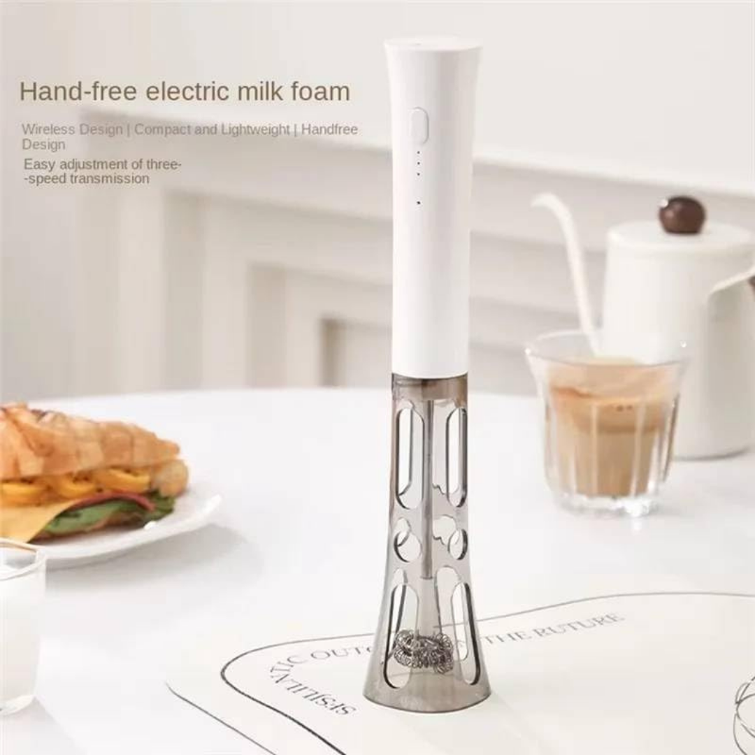 HOMERO Multi-Functional Rechargeable Multi Speed Electric Milk Frother and Stainless Steel Whisk