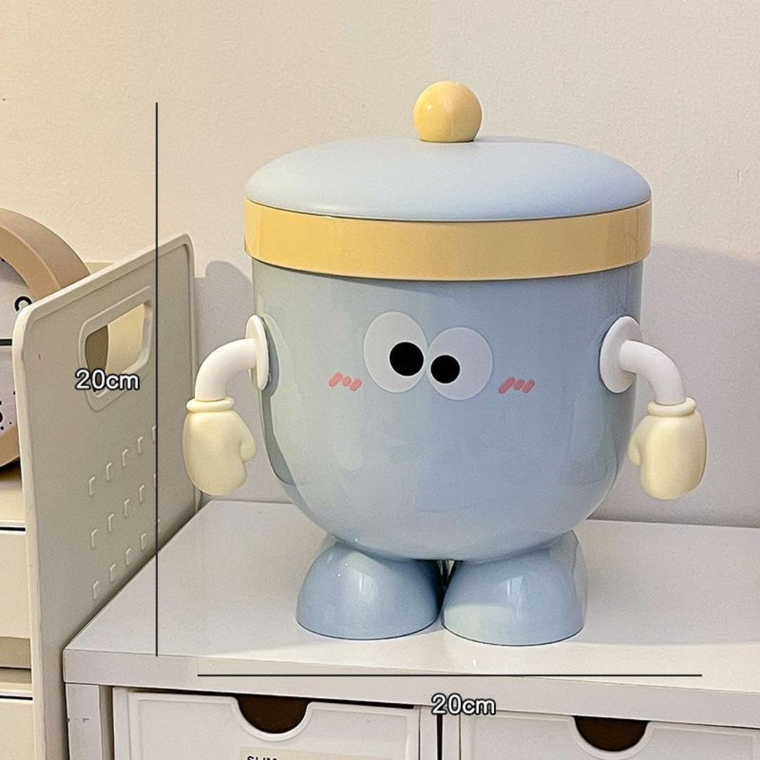 Cute Flip-Top Big Eye Multi-Use Trash Bin