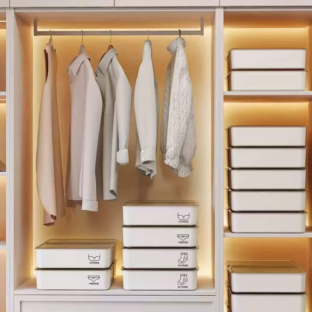 Smart Compartment Airtight Stackable Multipurpose Cloth Storage Organizer