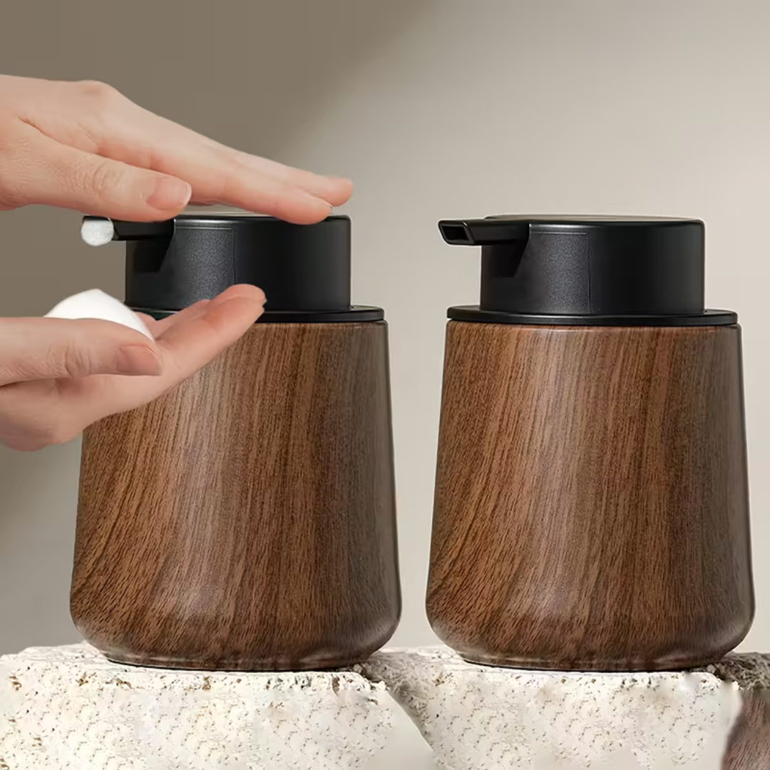 Elegant Walnut Finish Foam Soap Dispenser