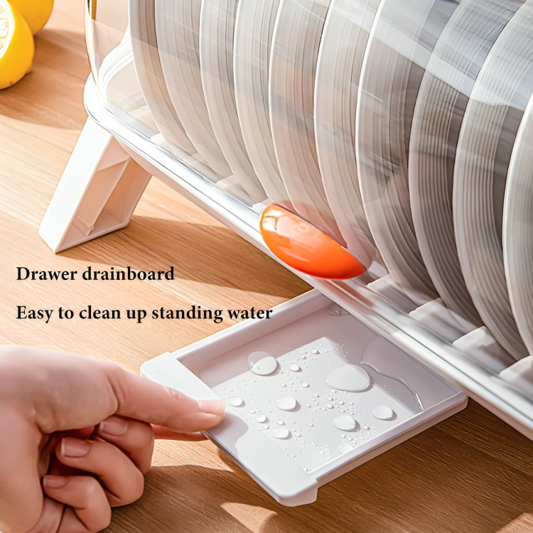 Kitchen Dish Drainer Rack with Lid Multi Purpose Storage Organizer