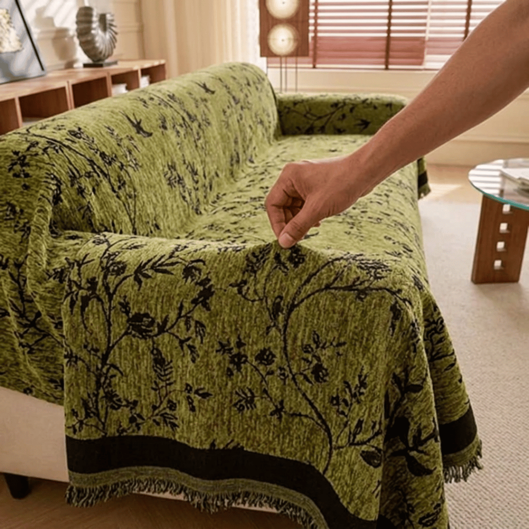 Flower Pattern Luxury Chenille Fabric Reversible Sofa Cover