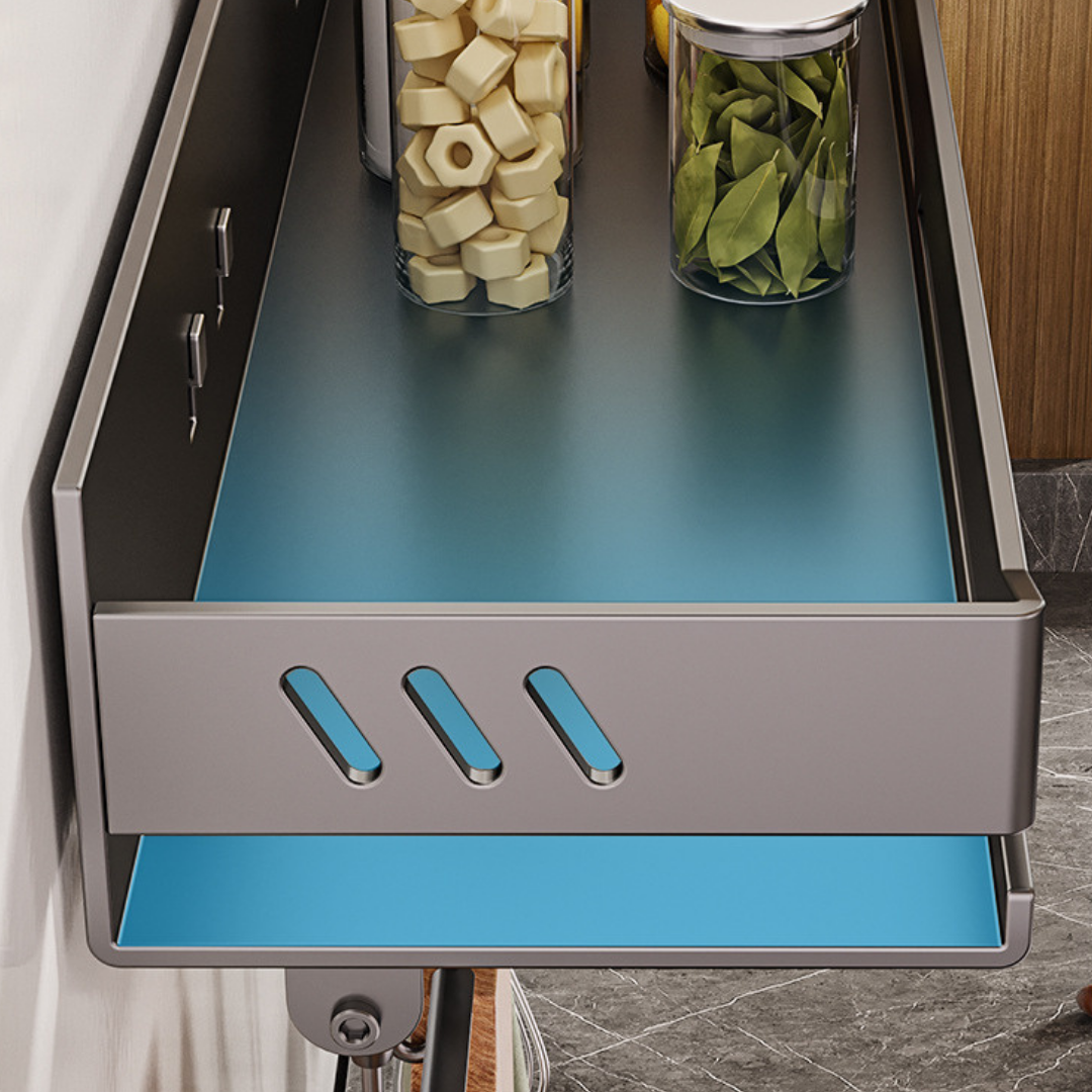 HOMERO Multi-Purpose Stainless Steel Wall Mounted Spice Rack with Hooks - 60cm