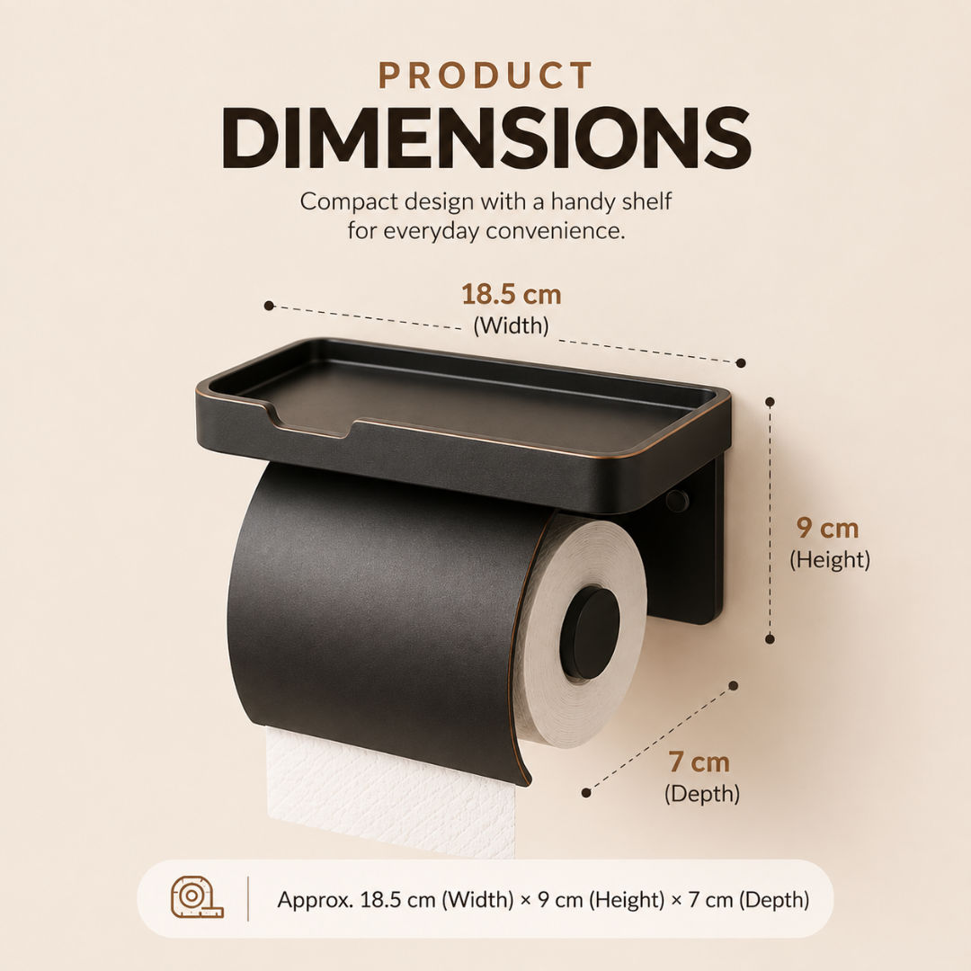Premium Wall Mounted Toilet Paper Holder Waterproof Shelf