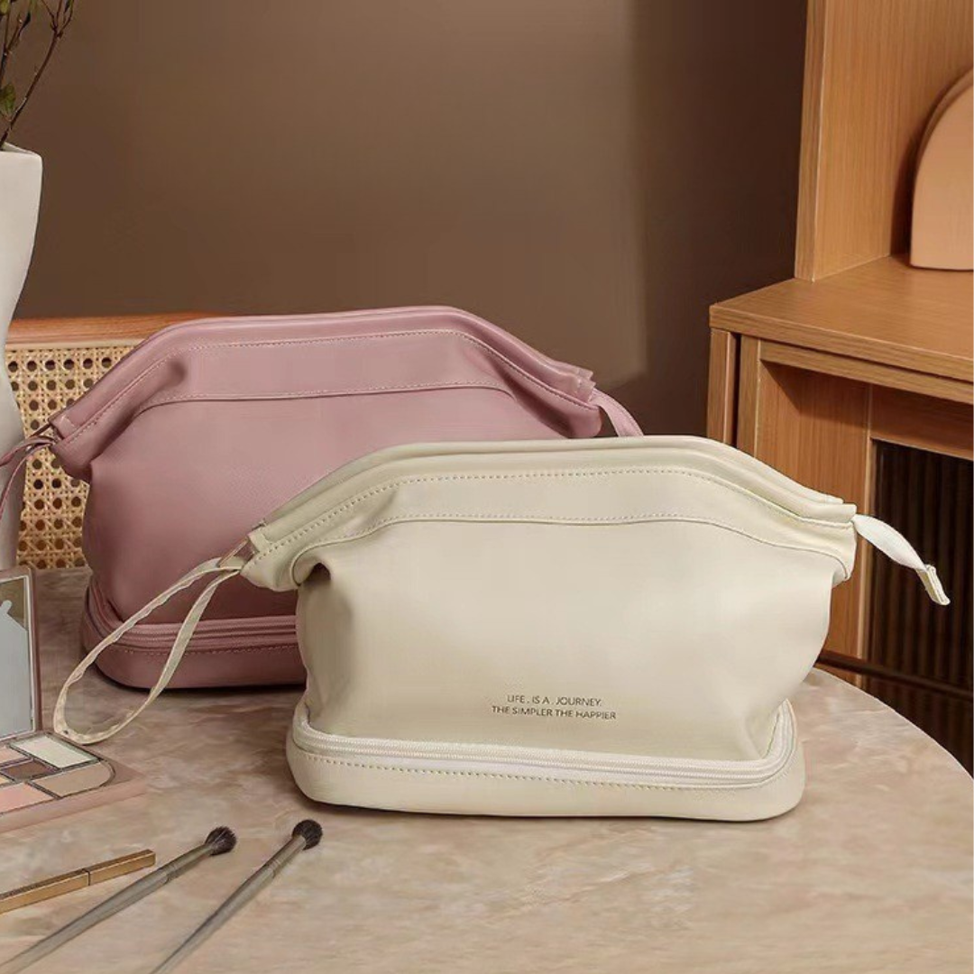 Homero Fashion Double Layer Cosmetic Storage Bag Portable Handheld Design