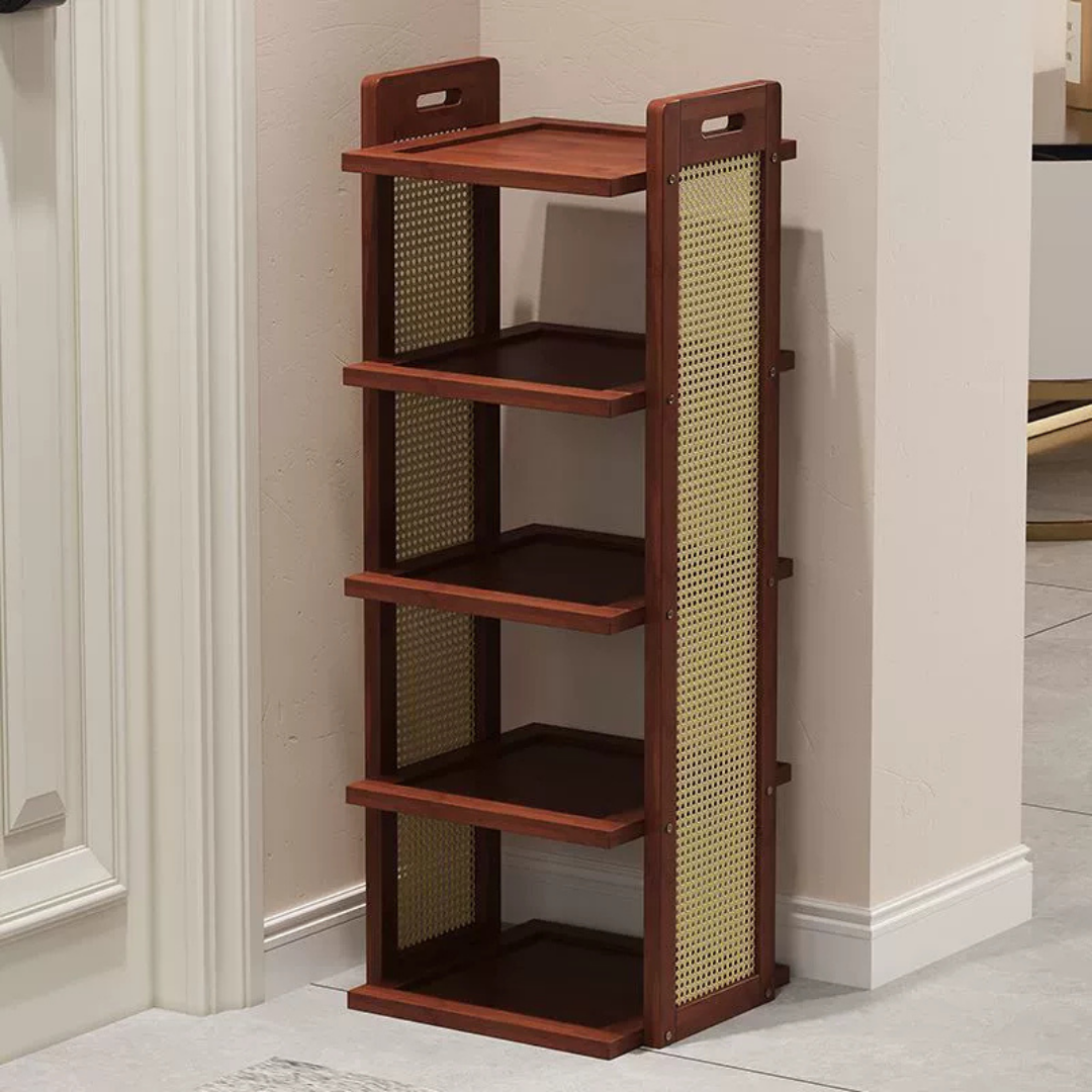 HOMERO Elegant Rattan Bamboo Multi-Layer Space-Saving Shoe Rack