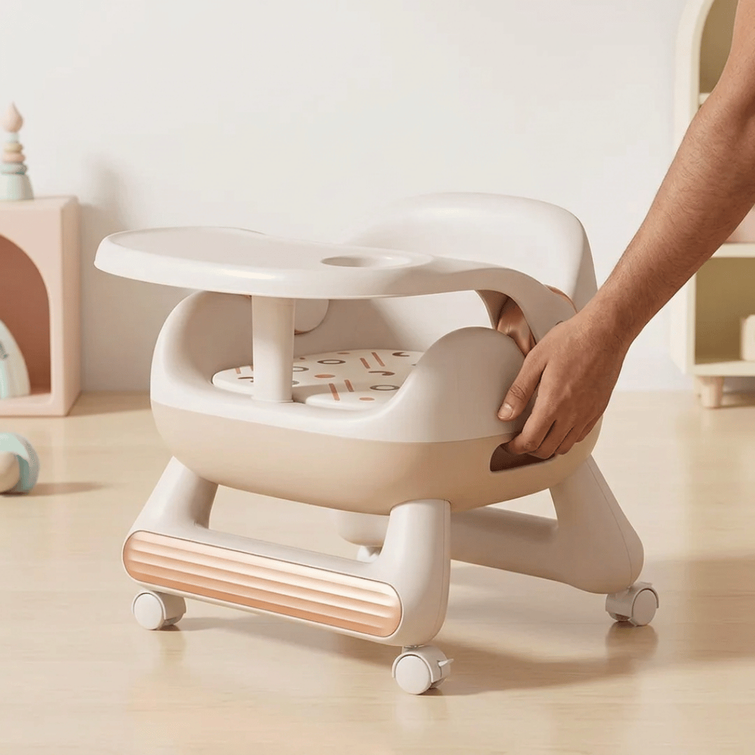 Baby Dining Anti Slip Lightweight Chair with Toddlers Cushioned Seat and Wheels
