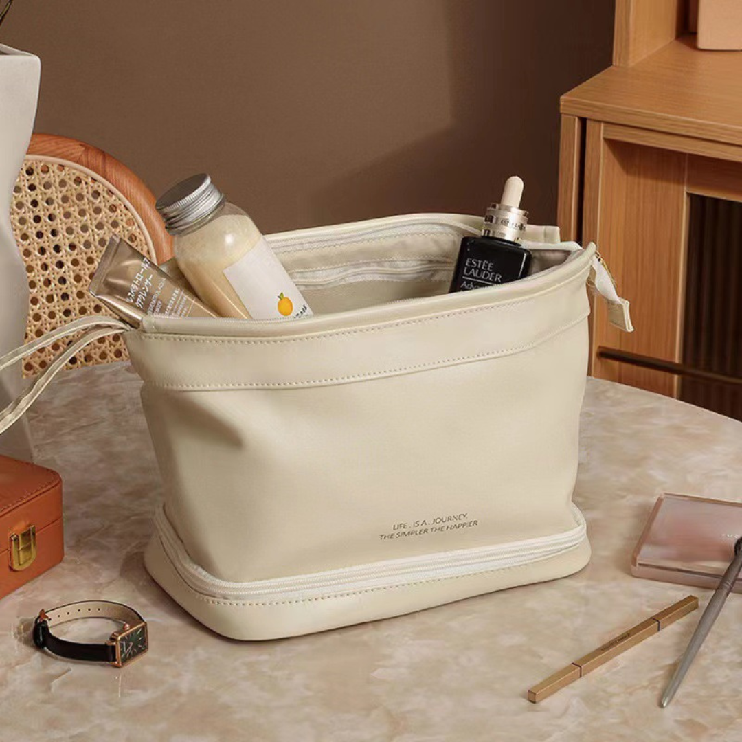 Homero Fashion Double Layer Cosmetic Storage Bag Portable Handheld Design