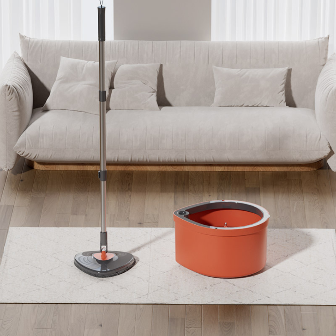 Homero Adjustable Height Self Cleaning Mop Bucket Set Dual Water Chamber WIth 2 Mop Head