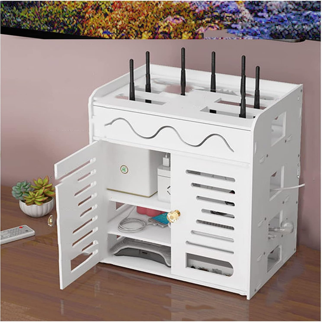 Wall Mounted Shelf Flip Lid Router Storage Organizer