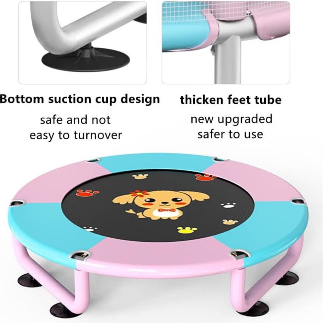 HOMERO Large Space Kids Trampoline with Safety Net and Adjustable Bar - 5FT