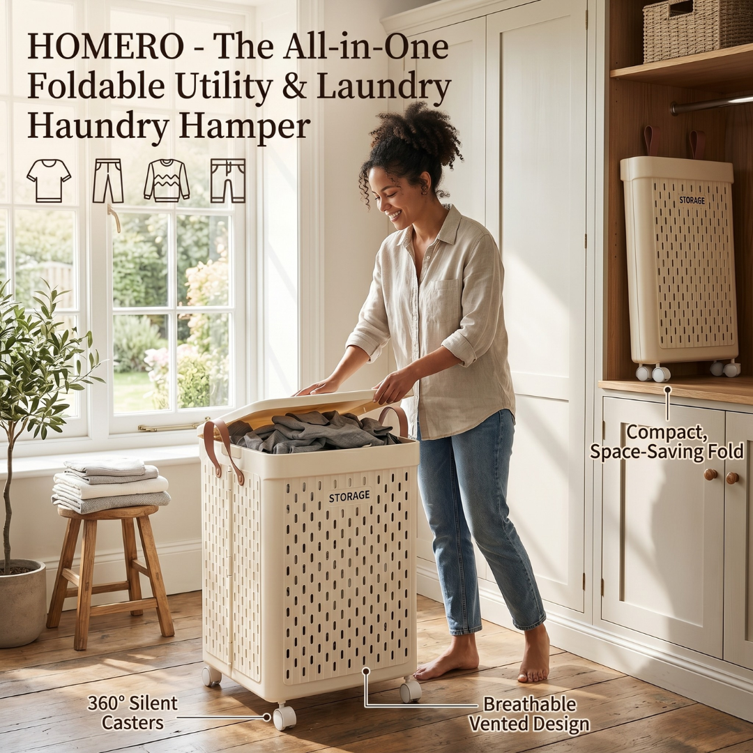 Collapsible Laundry Breathable Basket with Wheels