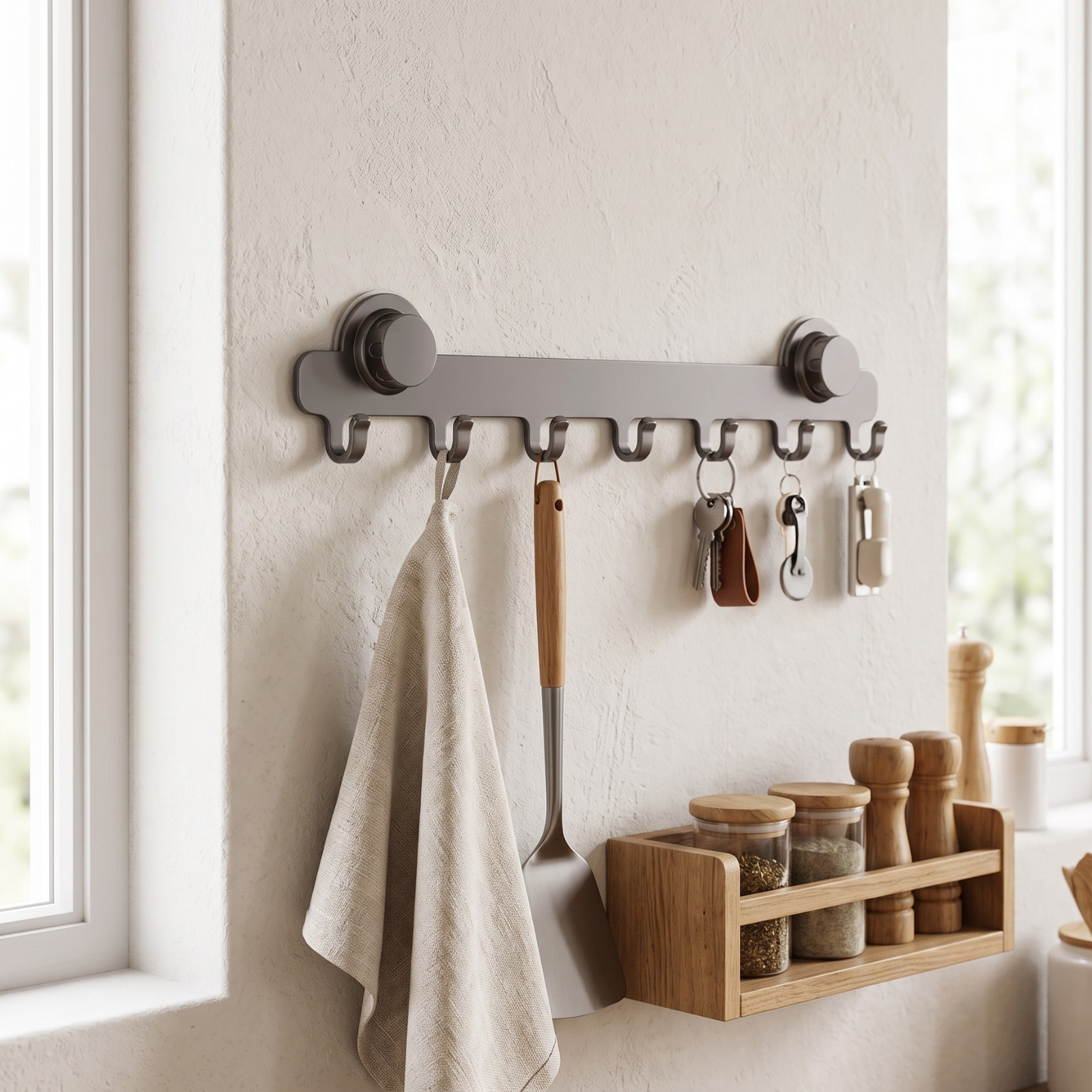 Premium Carbon Steel Suction Cup Multi Hook Organizer