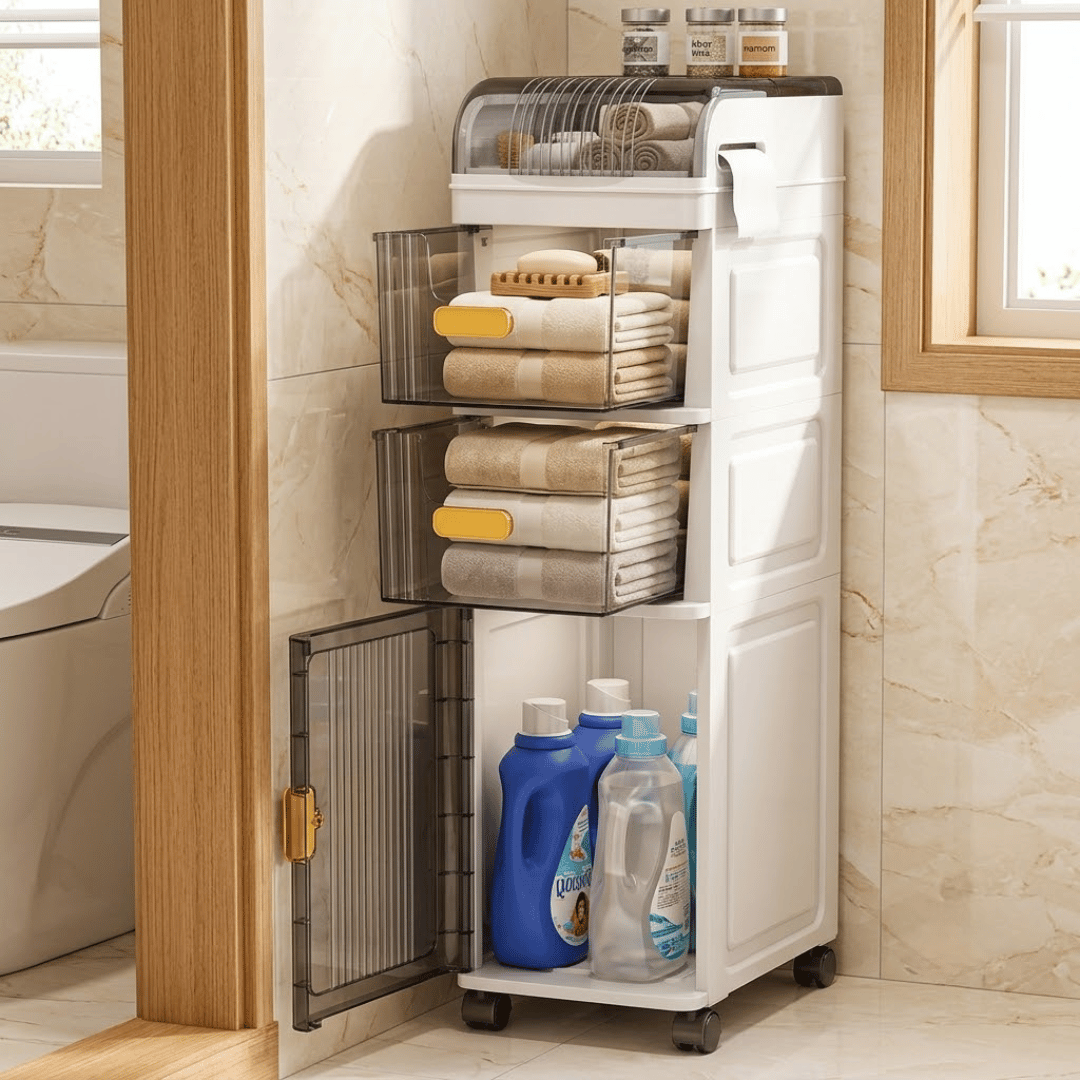 Multi Layer Narrow Gap Storage Organizer with Transparent Drawers