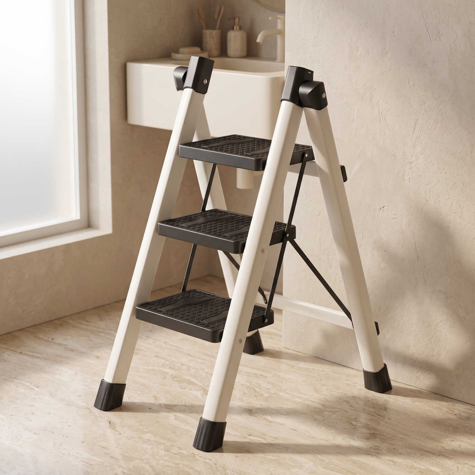 3 Step Folding Ladder with Wide Anti Slip Steps