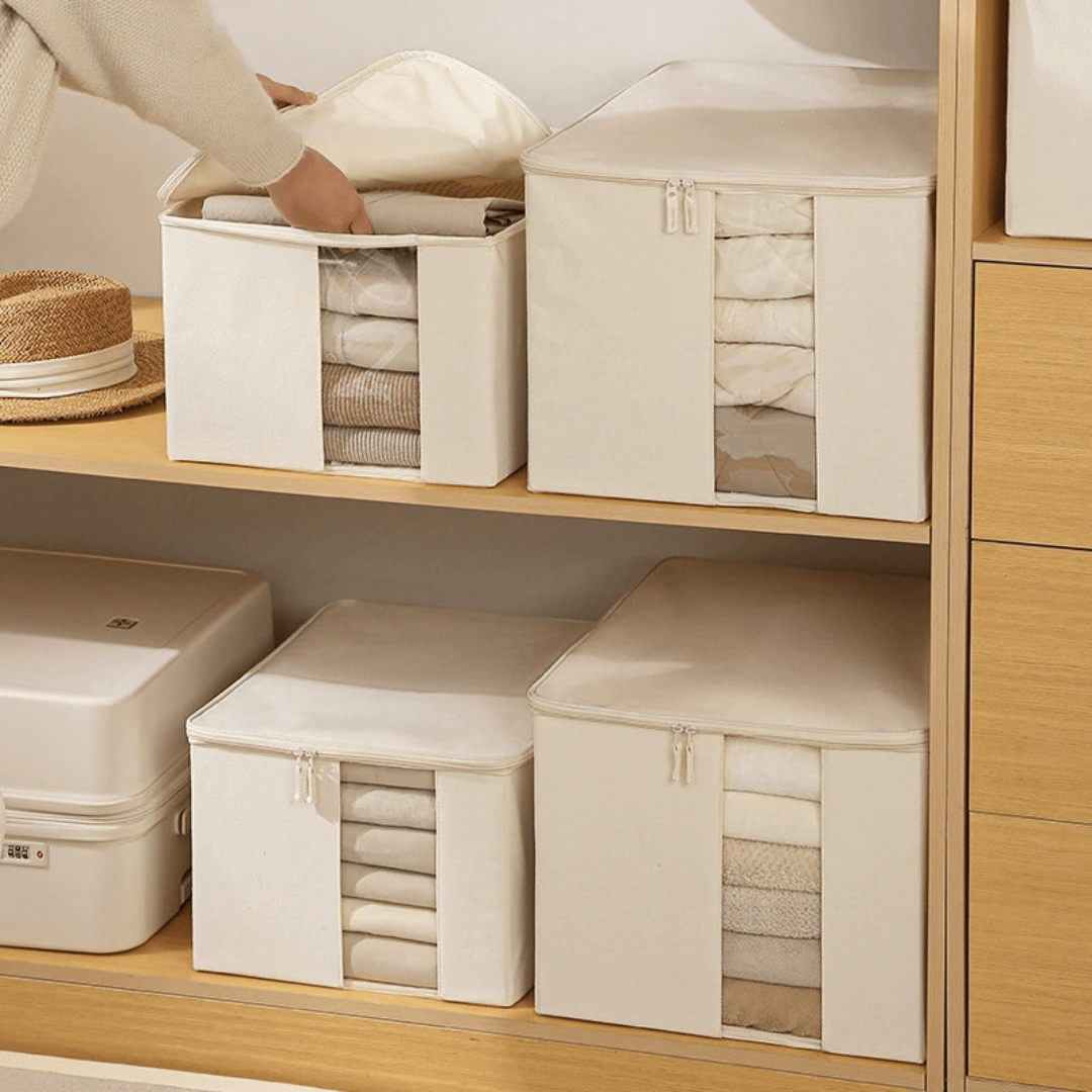 Premium Fabric Clothing Storage Organizer with Clear Window