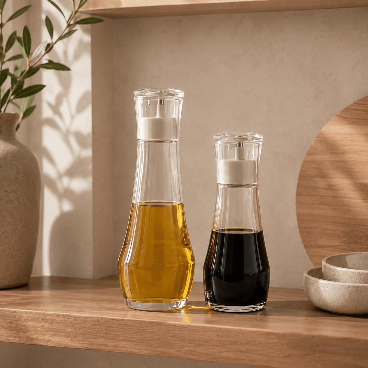 Homero Premium Glass Oil Dispenser with No-Drip Spout for Kitchen Use