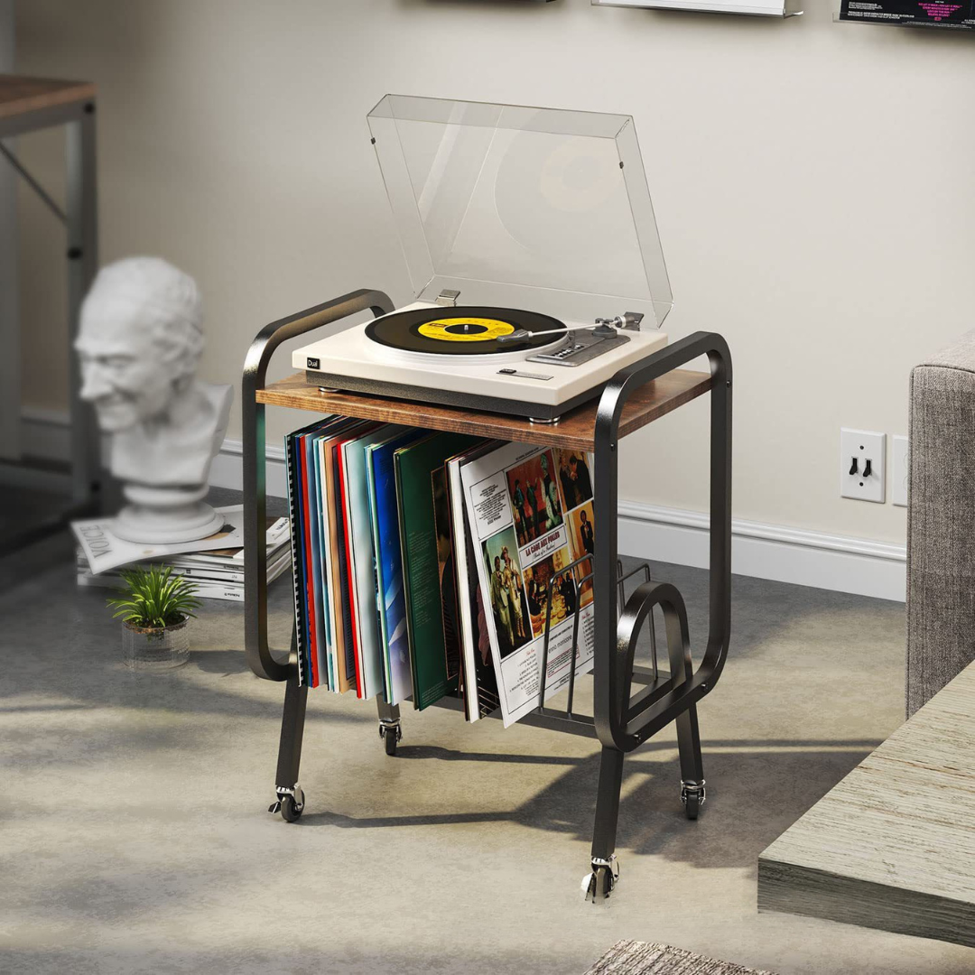 2-Tier Wooden Storage Organizer with Wheels