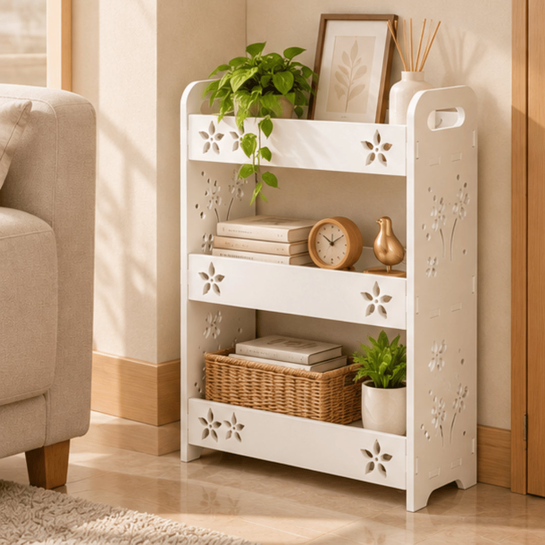 Three Tier Narrow Storage Rack with Durable Composite Panels