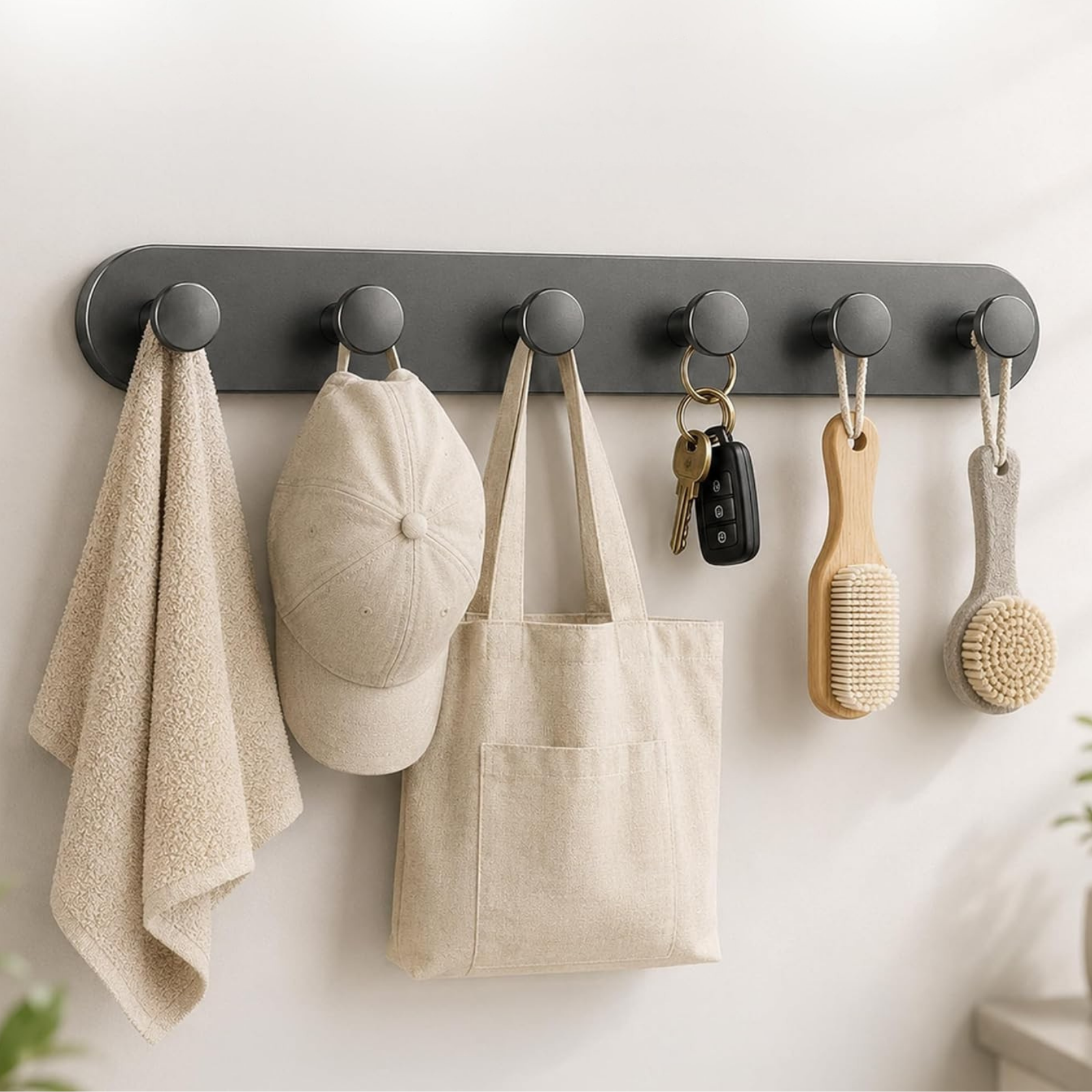 Wall Mounted Suction Cup Multi Hook Organizer