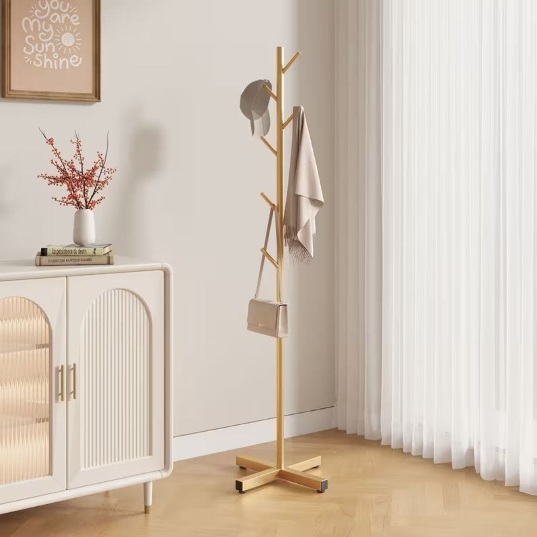 Heavy Duty Freestanding Coat Stand Metal Clothes Hanger - 8 Hooks 167 cm