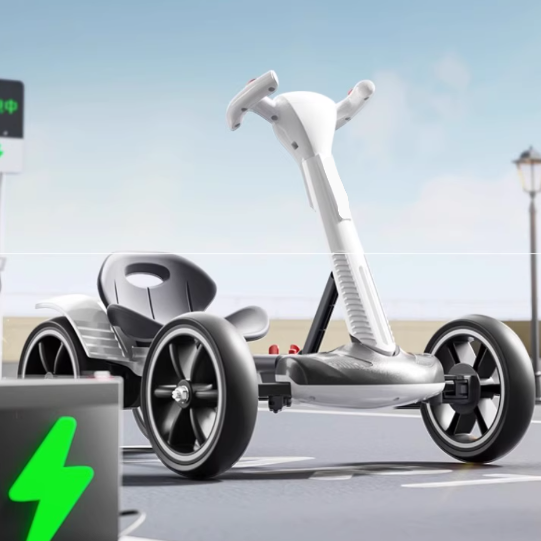 HOMERO  Electric Ride-On Go Kart Folding Kids with Adjustable Seat and LED Lights