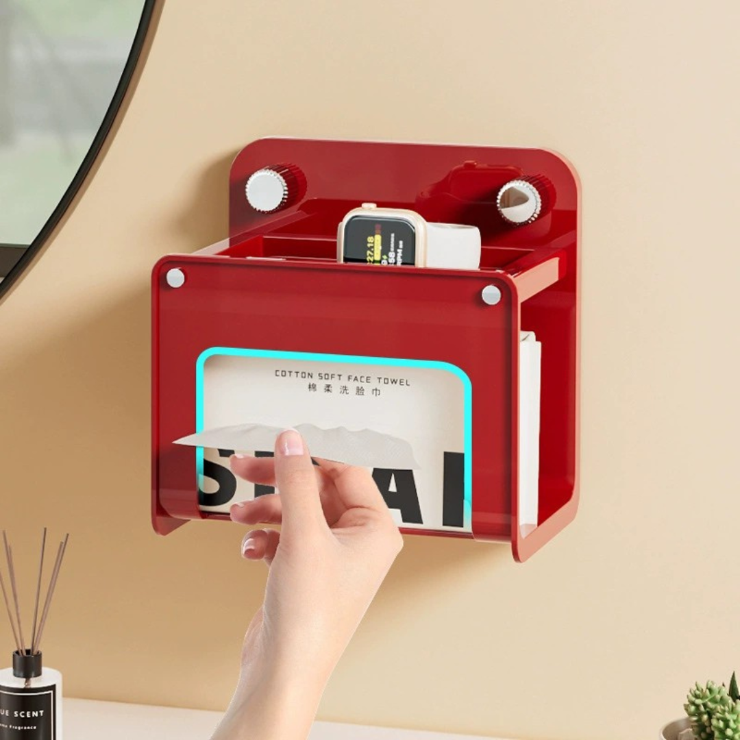 Wall Mounted Suction Cup Tissue Storage Organizer