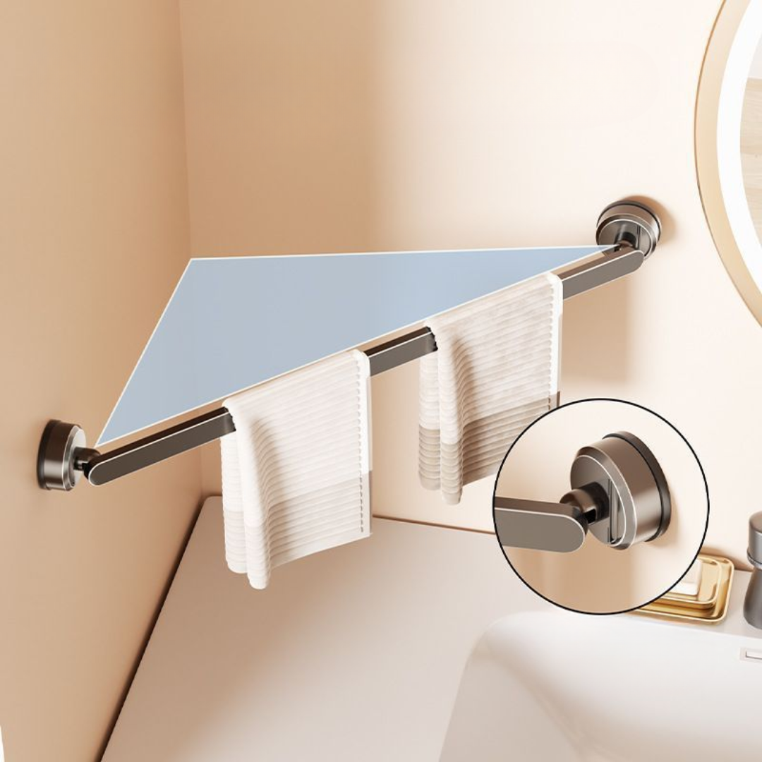 No-Drill Hanging Rod with Adjustable Rotating Suction Cup