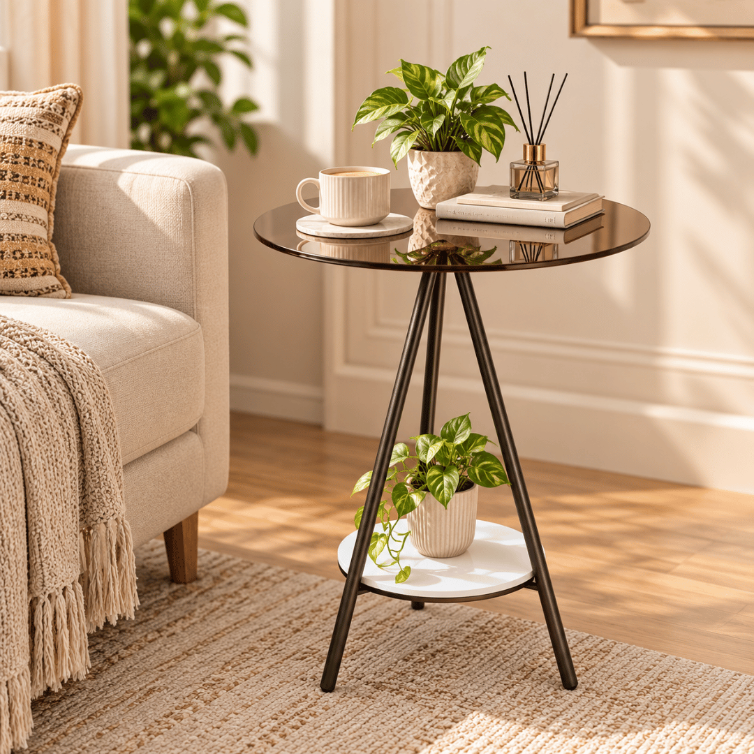 Minimalist Round Tempered Glass Coffee Table