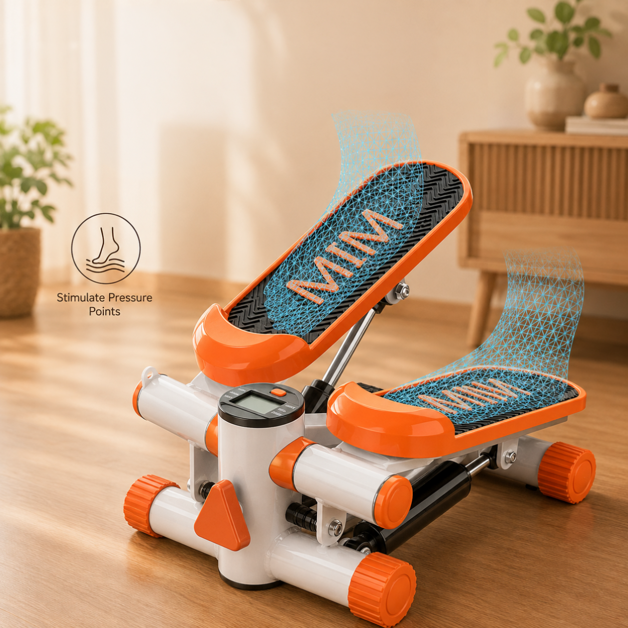 Homero Mini Fitness Stepper Machine with Adjustable Resistance Bands and LCD Display
