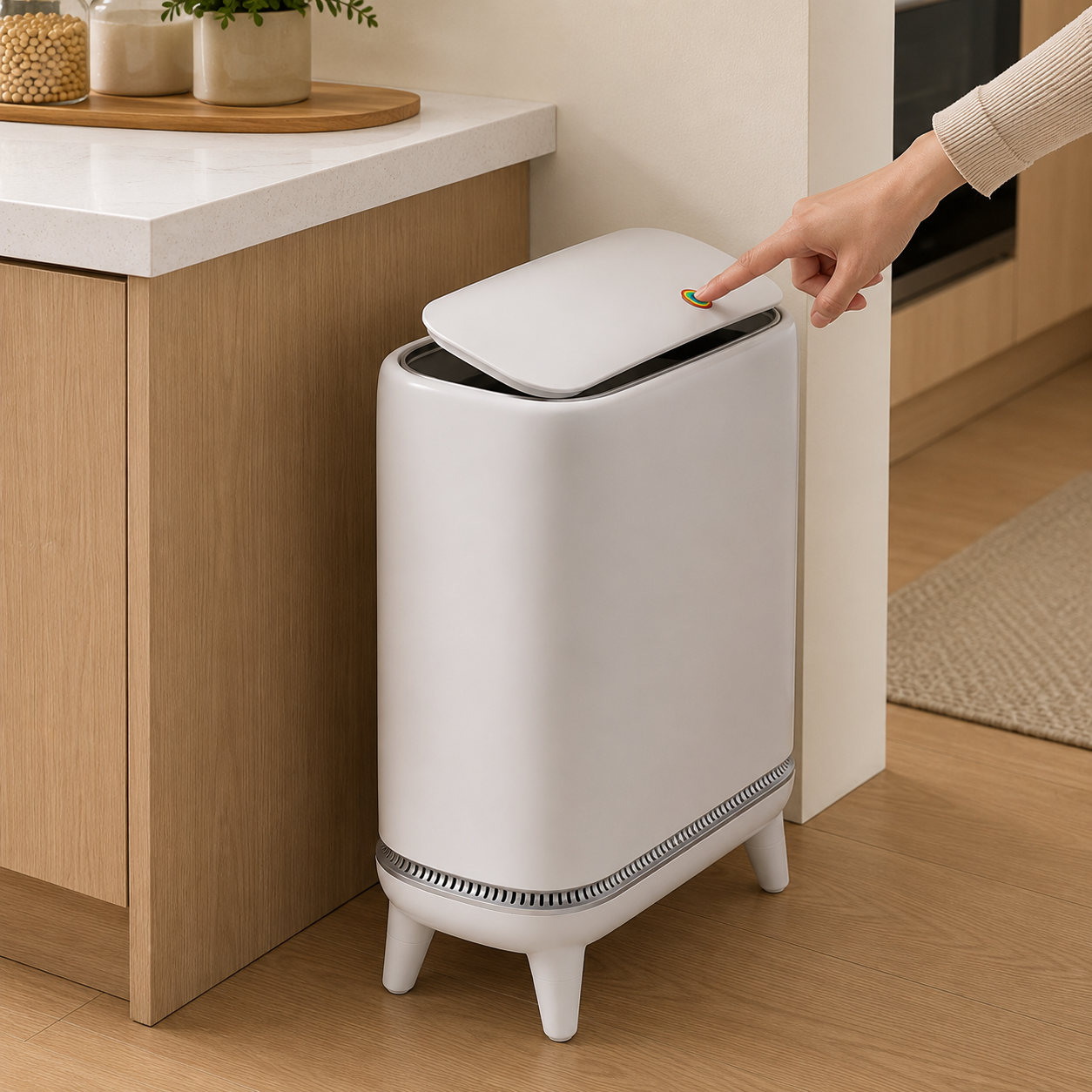 Homero Narrow Press-Top Space-Saving Slim Design Trash Can - 12.5L