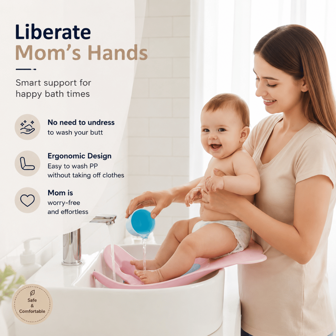 Ergonomic Infant Baby Butt Washing Foldable Basin