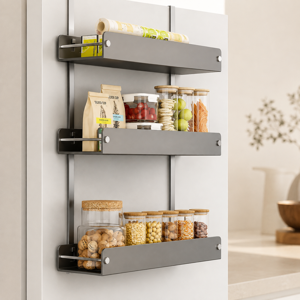 Multi-Layer Carbon Steel Refrigerator Side Storage Rack