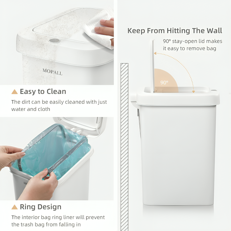 HOMERO Compact Pop Up Lid Pedal Dual Opening Trash Can