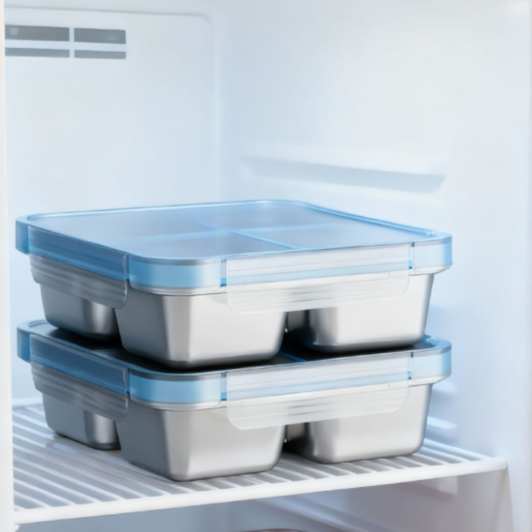 Stainless Steel 4 Compartment Airtight Lunch Box - 720ML