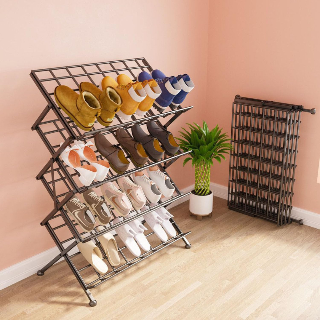 4 Tier Folding Multipurpose Metal Shoe Rack