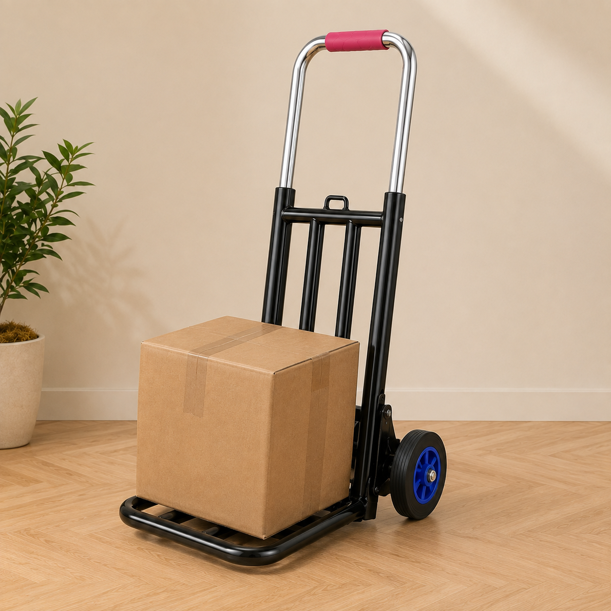 Heavy Duty Foldable Stair Climbing Hand Truck Trolley with Adjustable Handle