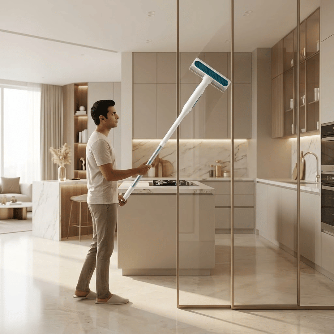 Telescopic Cleaning Squeegee Spray Wiper with Silicone Blade Microfiber Mop