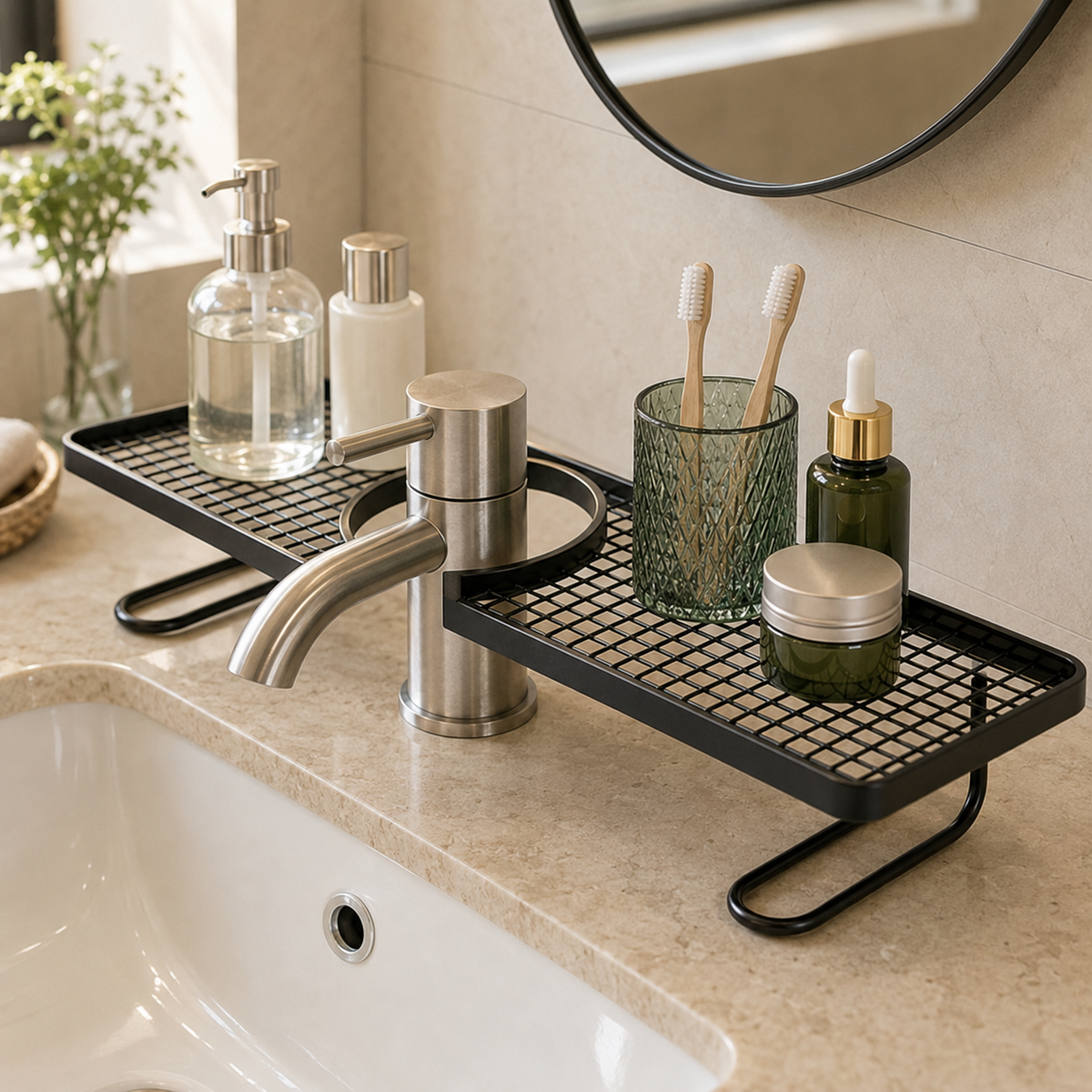 Metal Faucet Storage Rack Bathroom Organizer 50CM